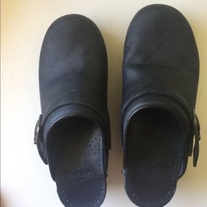 DANSKO black leather clogs